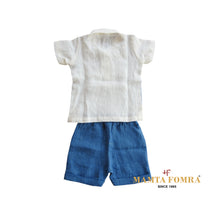 Load image into Gallery viewer, Customized Linen Off White and Royal Blue vest & tie set