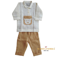 Load image into Gallery viewer, Off white and beige Linen Printed Shirt and Pand