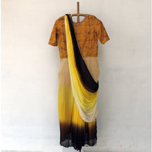 Load image into Gallery viewer, Golden Yellow Indo - Western Saree