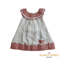 Load image into Gallery viewer, Customized Linen Bubble gum pink & Offwhite A-line dress