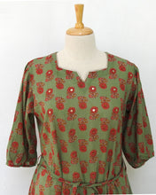 Load image into Gallery viewer, Green Mulmul Cotton Dress