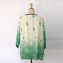 Load image into Gallery viewer, Off - White Georgette Top with Emerald Green Prints (attached lining)