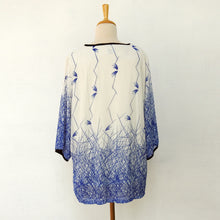 Load image into Gallery viewer, Off - White Georgette Top with Electric Blue Prints (attached lining)