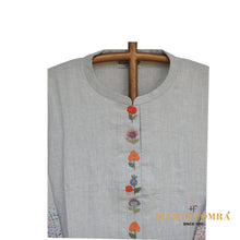 Load image into Gallery viewer, Gray Linen Hand Embroidered Kurta