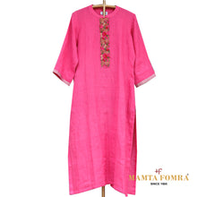 Load image into Gallery viewer, Linen Pink Hand Embroidered Kurta