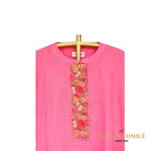 Load image into Gallery viewer, Linen Pink Hand Embroidered Kurta