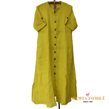 Load image into Gallery viewer, Yellow Linen Kurta with Buttons