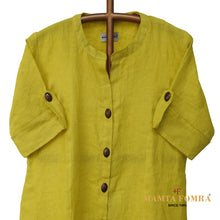 Load image into Gallery viewer, Yellow Linen Kurta with Buttons