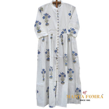 Load image into Gallery viewer, White pure cotton, block printed dress