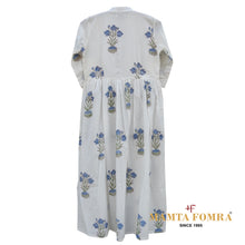 Load image into Gallery viewer, White pure cotton, block printed dress