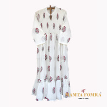 Load image into Gallery viewer, White pure cotton, block printed kurta