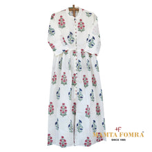Load image into Gallery viewer, White pure cotton, block printed dress