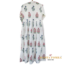 Load image into Gallery viewer, White pure cotton, block printed dress