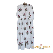 Load image into Gallery viewer, White pure cotton, block printed dress