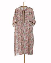 Load image into Gallery viewer, Matt Bubble gum Pink Linen Kurta with Braided edges