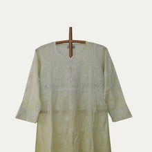 Load image into Gallery viewer, Grape green ombré chicken work cotton kurta