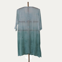 Load image into Gallery viewer, Bluish sea green ombré chicken work crepe kurta
