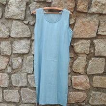 Load image into Gallery viewer, Baby Blue Dress with Delicate Neck Embroidery & Pockets.