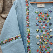 Load image into Gallery viewer, Maya Blue Dress with Overload Yoke Embroidery
