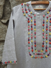 Load image into Gallery viewer, Fog Gray Kurta with Hand Embroidery Yoke (Price on Request)