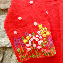 Load image into Gallery viewer, Lady Bug Red Kurta with a Button Patti Panel Embroidery & a Forest Detailed Sleeve (Price on Request)