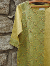 Load image into Gallery viewer, Pineapple Yellow Half Body Panel Kurta with Katha Embroidery (Price on Request)