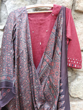 Load image into Gallery viewer, Carmine Red Mirror Work Dress with Ajrakhi Dupatta (Price on Request)