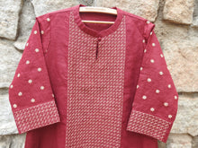 Load image into Gallery viewer, Rufous Red Hand Embroidery Panel Kurta (Price on Request)