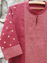 Load image into Gallery viewer, Rufous Red Hand Embroidery Panel Kurta (Price on Request)