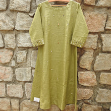 Load image into Gallery viewer, Chart Use Green Mirror Work Dress with Ajrakhi Dupatta (Price on Request)