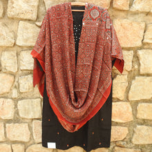 Load image into Gallery viewer, Jet Black Kurta with Mirror Work & Meenakari Embroidery with Ajrakhi dupatta (Price on Request)