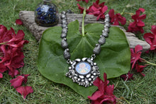 Load image into Gallery viewer, Enamel Ganesha Neckpiece in Silver