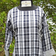 Load image into Gallery viewer, Black Seersucker Double Slit Dress