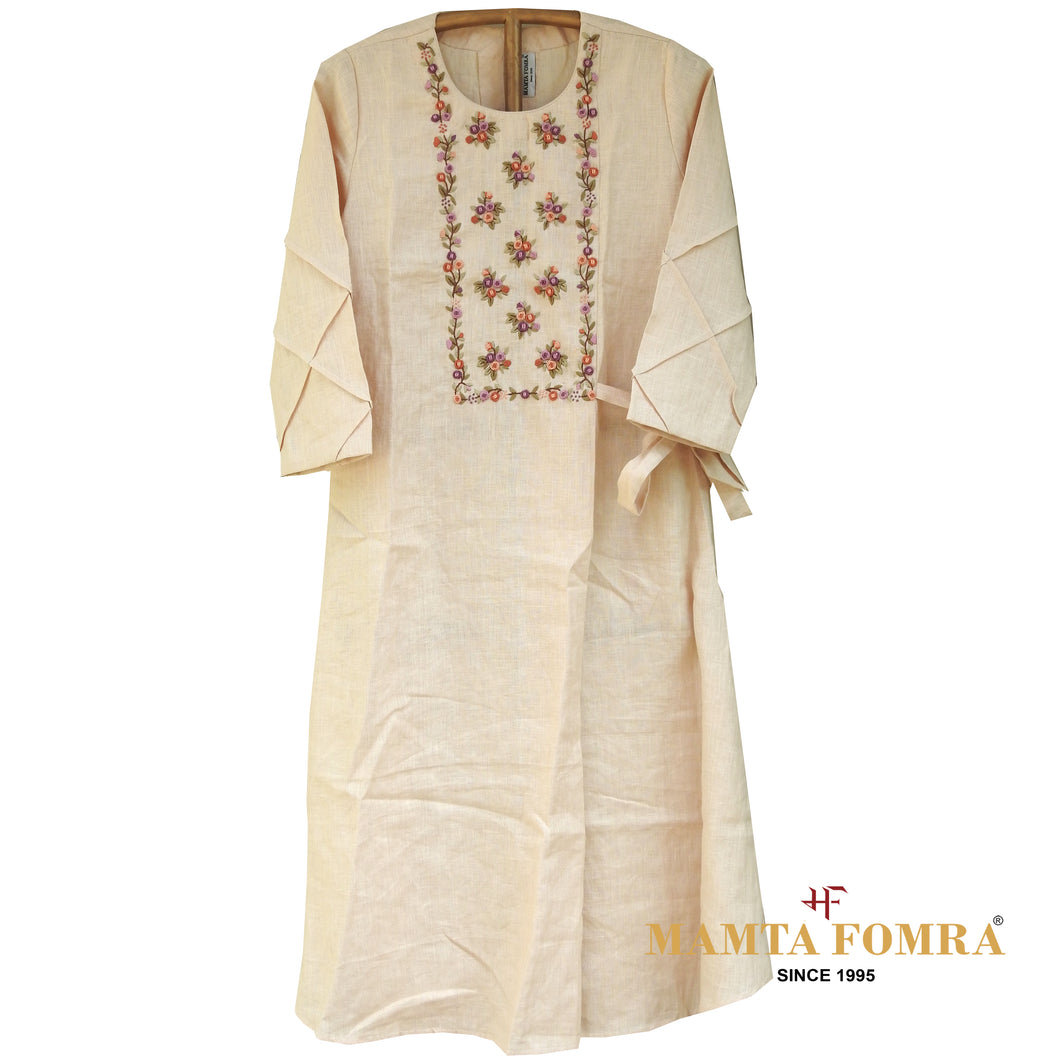 Pure linen embroidery kurta