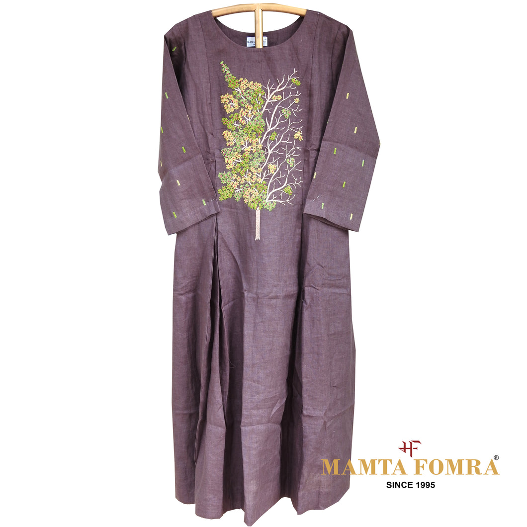 Pure linen embroidery kurta