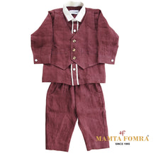 Load image into Gallery viewer, Customized Maroon Linen Waist Coat Set
