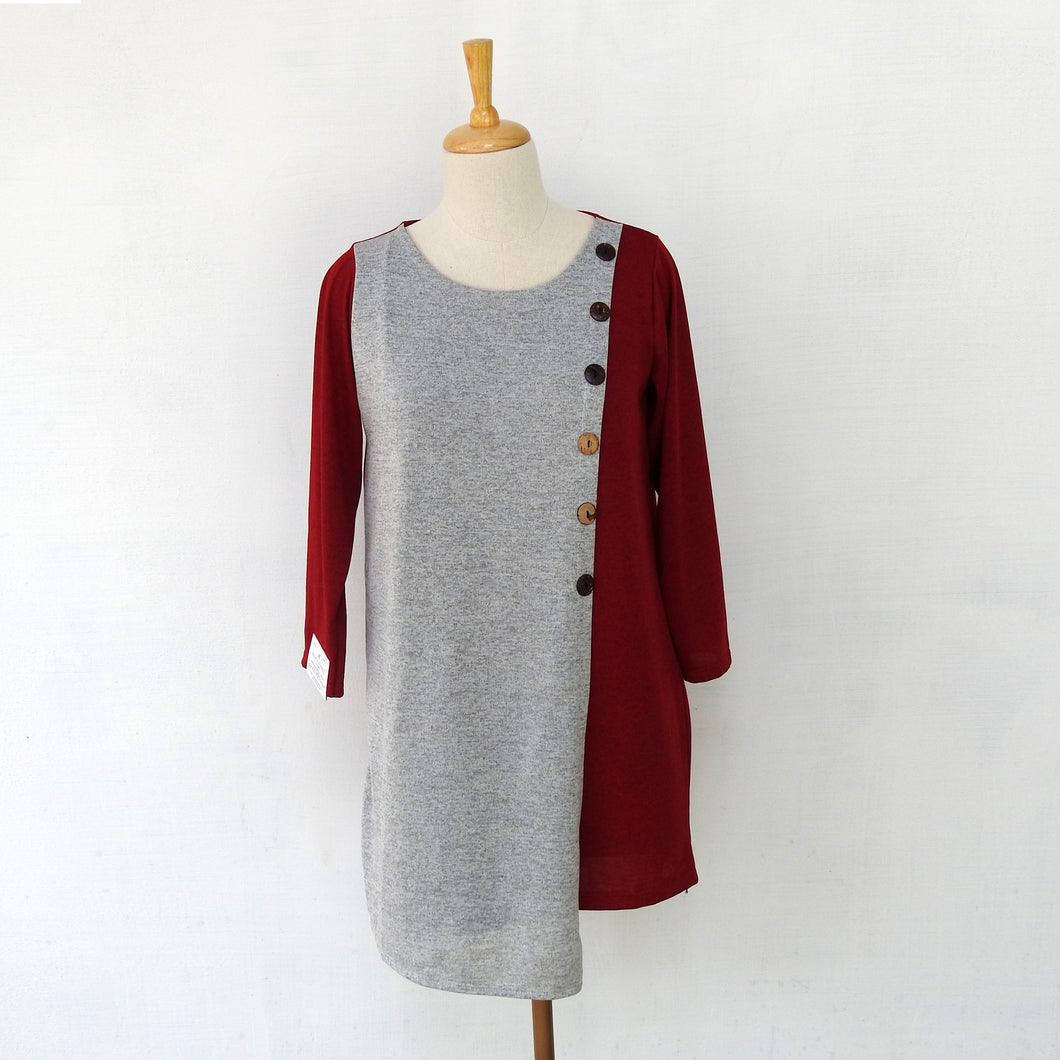 Red & Grey Color Long Stretchable Top