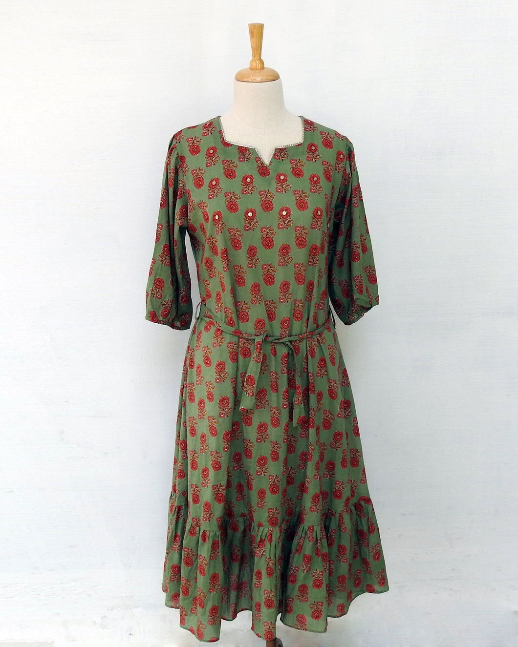 Green Mulmul Cotton Dress