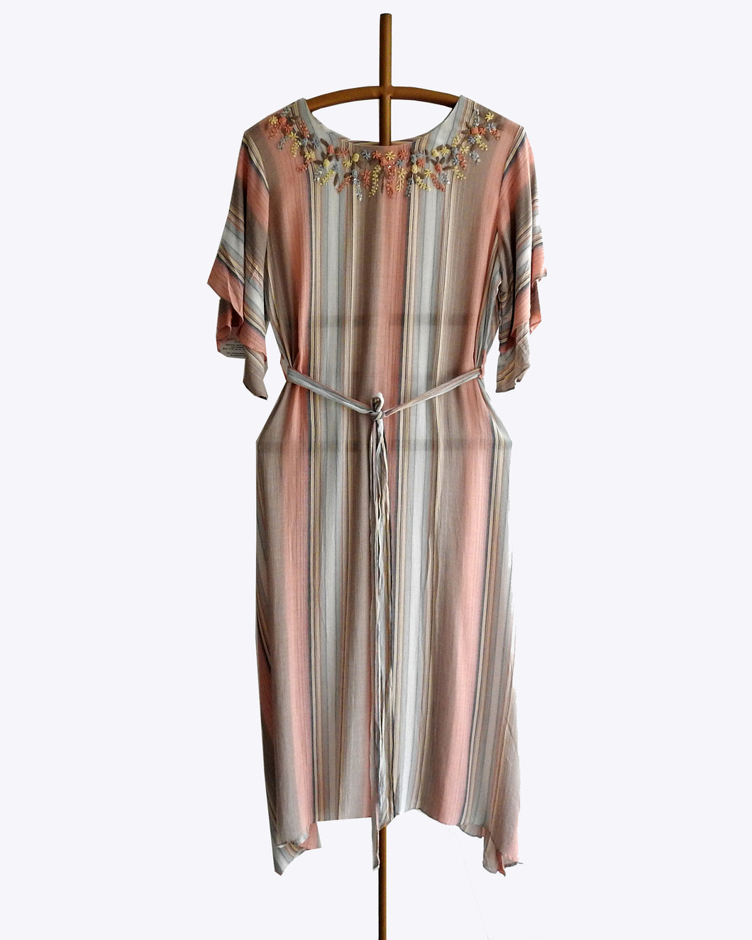 Off -  White with Orange Soft Cotton Kurta with Embroidery