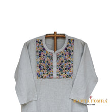 Load image into Gallery viewer, Linen Gray Hand Embroidered Kurta
