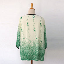 Load image into Gallery viewer, Off - White Georgette Top with Emerald Green Prints  (attached lining)
