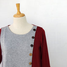 Load image into Gallery viewer, Red &amp; Grey Color Long Stretchable Top
