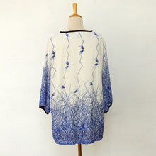 Load image into Gallery viewer, Off - White Georgette Top with Electric Blue Prints (attached lining)
