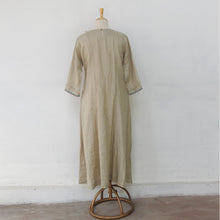 Load image into Gallery viewer, Off - White Linen Long Dresses with Embroidery.
