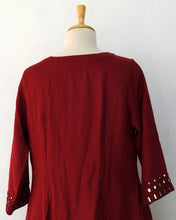Load image into Gallery viewer, Maroon linen dress with mirror work
