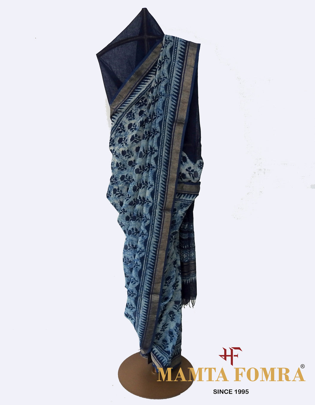 Organic Linen Indigo Saree