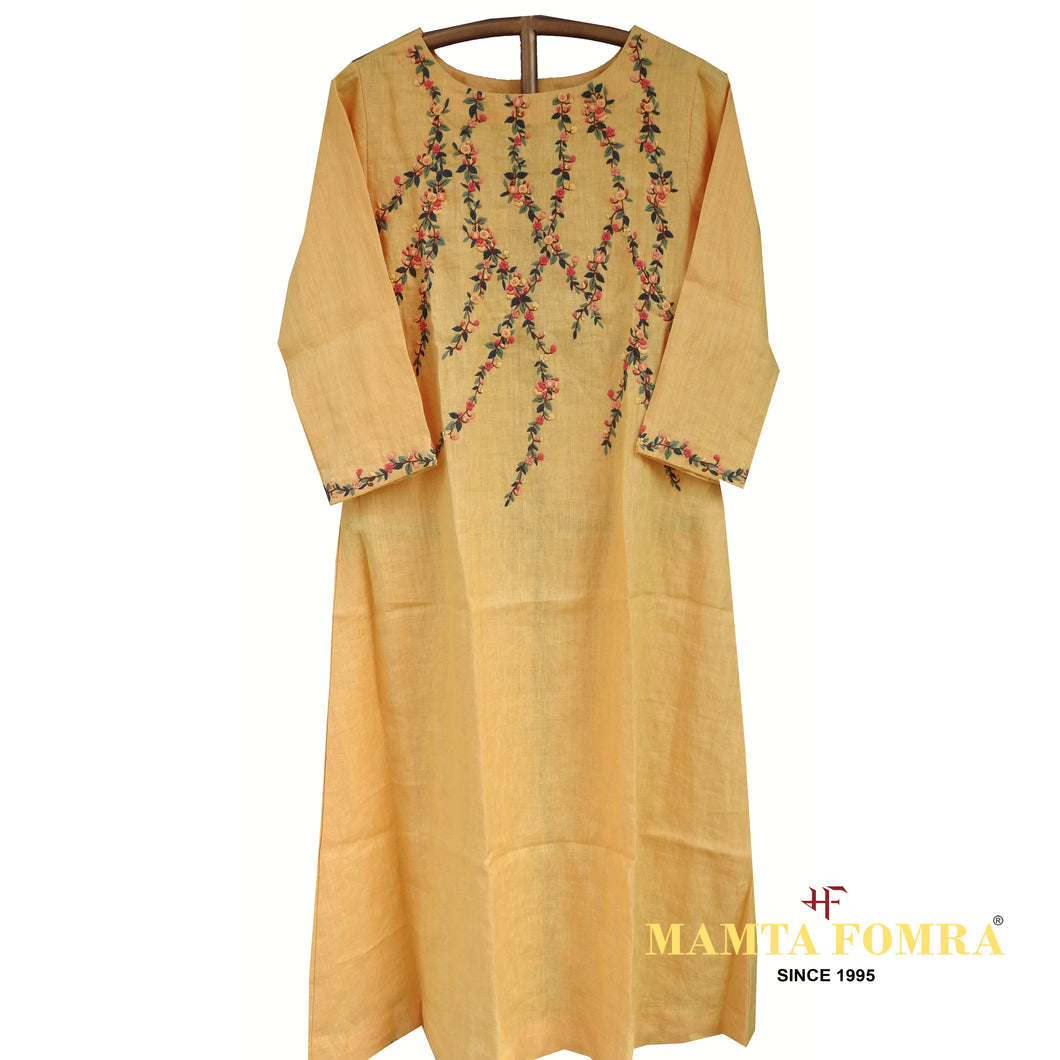 Pure linen embroidery kurta