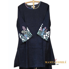 Load image into Gallery viewer, Black Linen Hand Embroiered kurta
