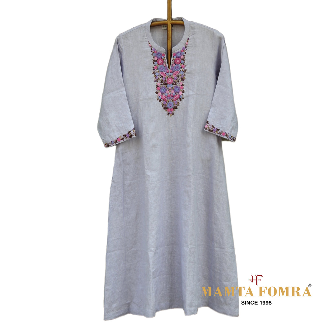 Pure Linen Hand Embroidery Kurta