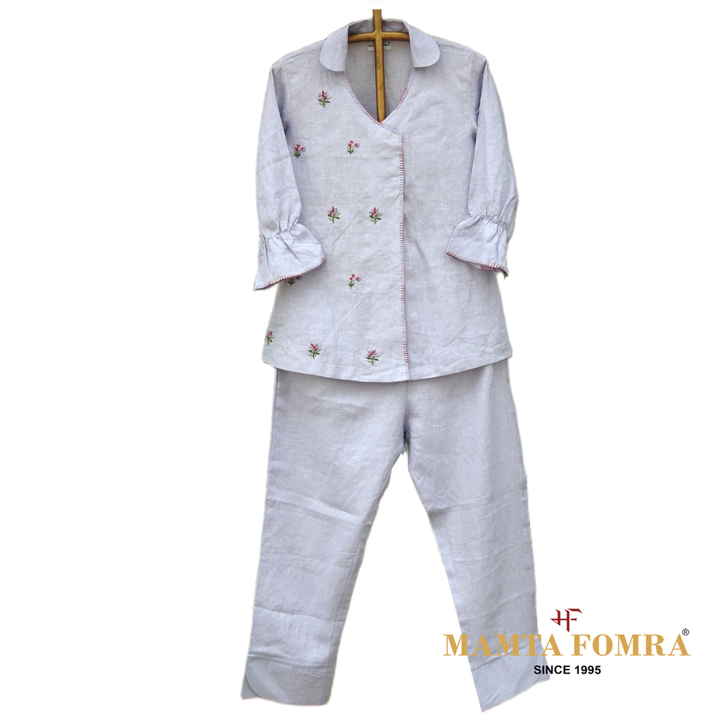 Pure Linen Hand Embroidery Kurta